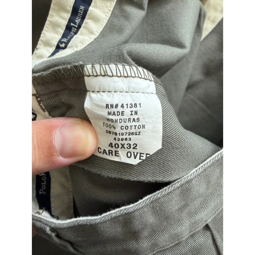 Polo Ralph Lauren Andrew Pant Mens 40x32 Olive Pleated Chino Relaxed 100% Cotton
